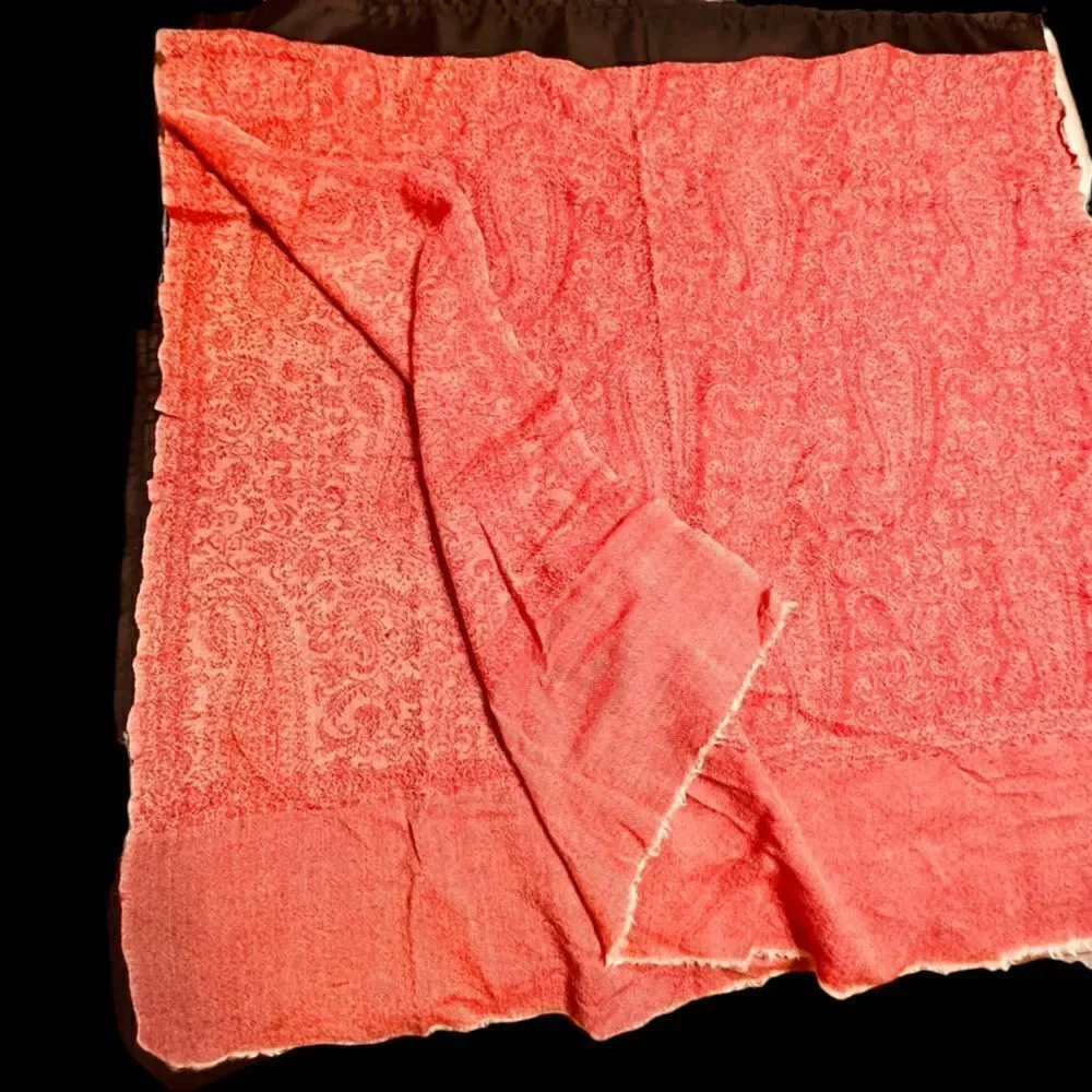 Valerie Stevens Woven Wool Pink Paisley Wrap Shawl Scarf 35” x 67” approx. - Picture 4 of 11